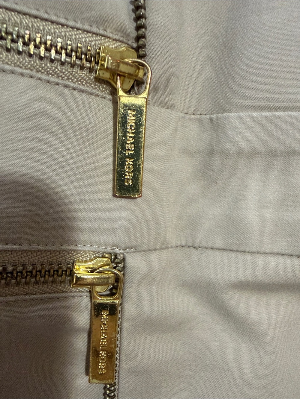 Michael Kors Khaki Sheath Dress with Gold Zippers - Picture 4 of 4